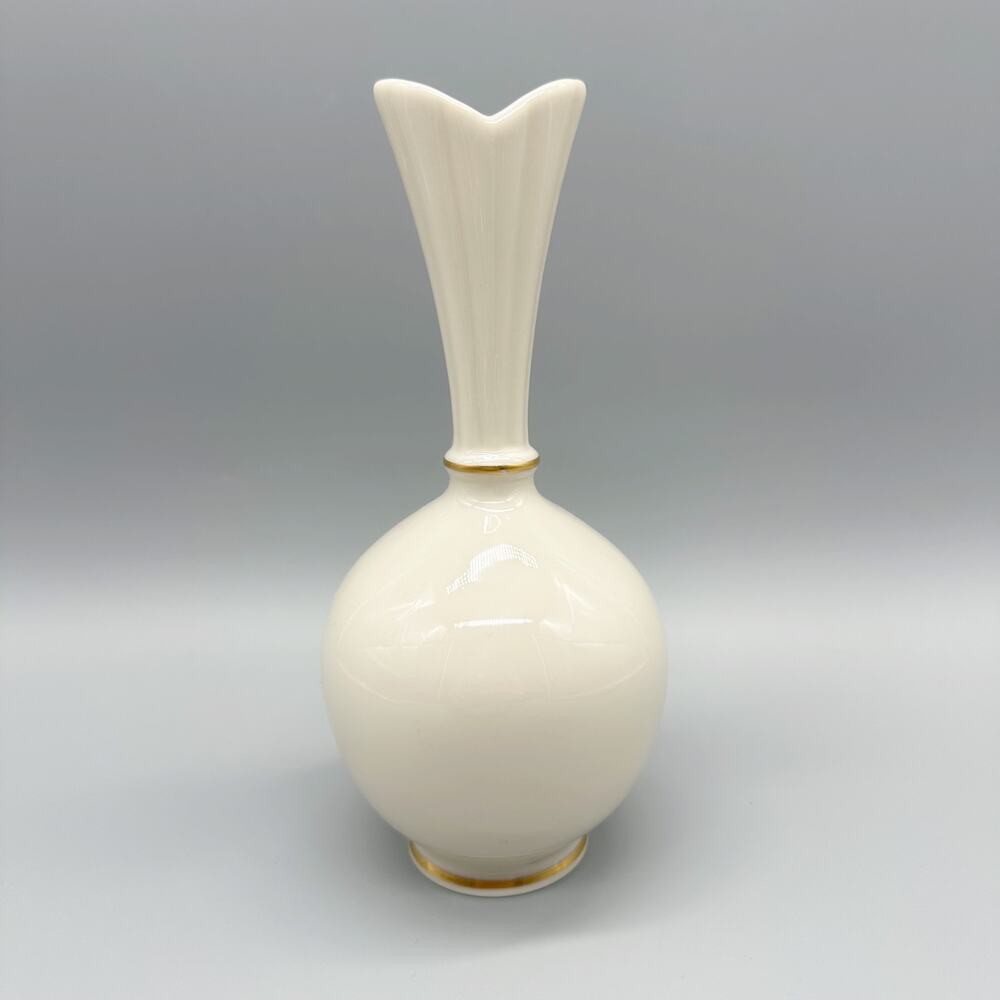 Vintage Lenox Porcelain Floral Bud Vase with 24kt Gold Accents Made in USA - Picture 5 of 10